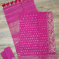 Dhakai Jamdani Saree, Magenta with Golden/Silver Jari Work, 60/80 Count