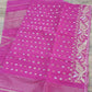 Dhakai Jamdani Saree, Magenta with Golden/Silver Jari Work, 60/80 Count