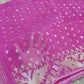 Dhakai Jamdani Saree, Magenta with Golden/Silver Jari Work, 60/80 Count