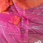 Dhakai Jamdani Saree, Magenta With Orange Contrast Border, Handloom, 84 count thread, Traditional,Elegant, Classy Party Saree