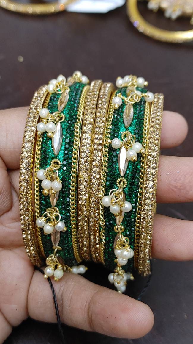 Gorgeous Swarovski Stone Bangles, 6 piece set, Women - Indian Wedding, Bridal Bangles - Bridesmaid Party Jewelry