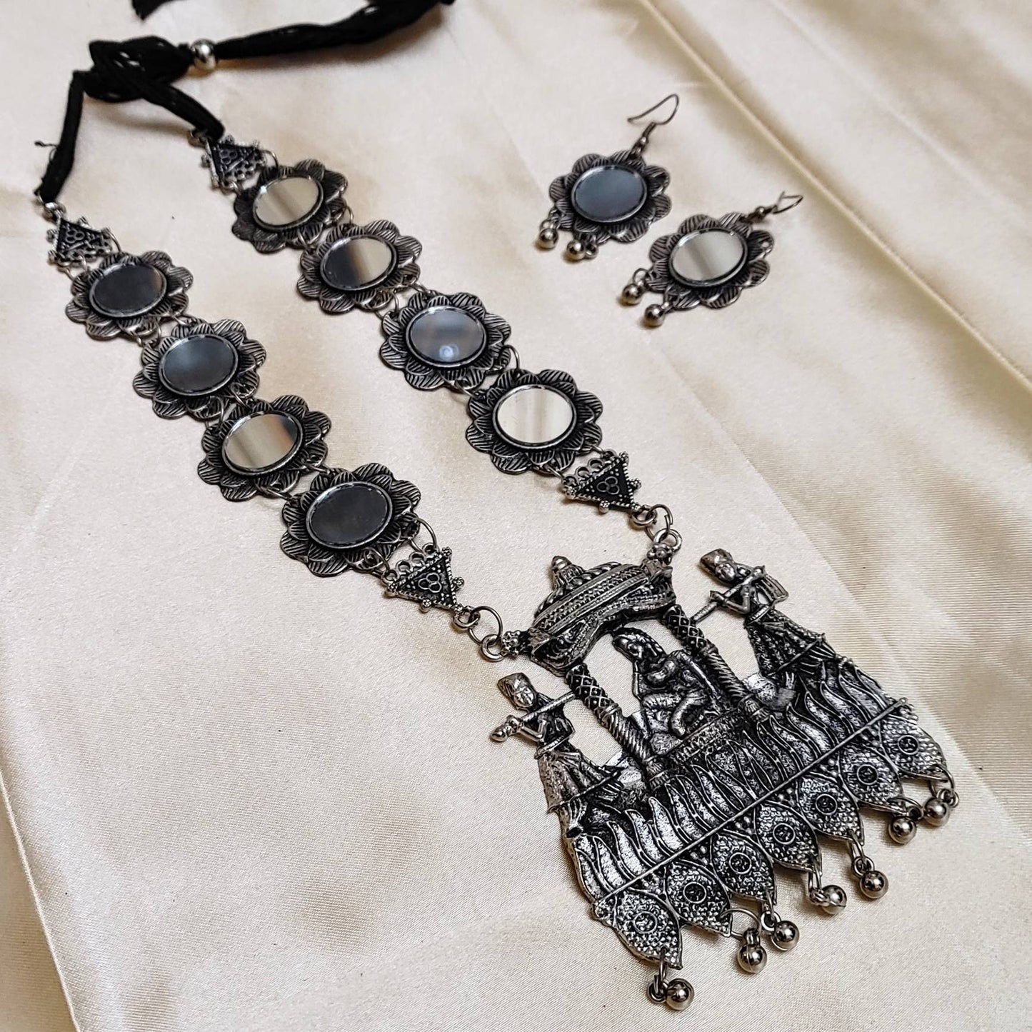 Elegant Afghan Long Necklace Set - Oxidized Ethnic Jewelry for Any Occasion