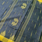 Sylheti Monipuri Handwoven Soft Cotton Saree, Black with Yellow Contrast Woven Border, Bangladeshi, Traditional Comfortable Everyday Wear