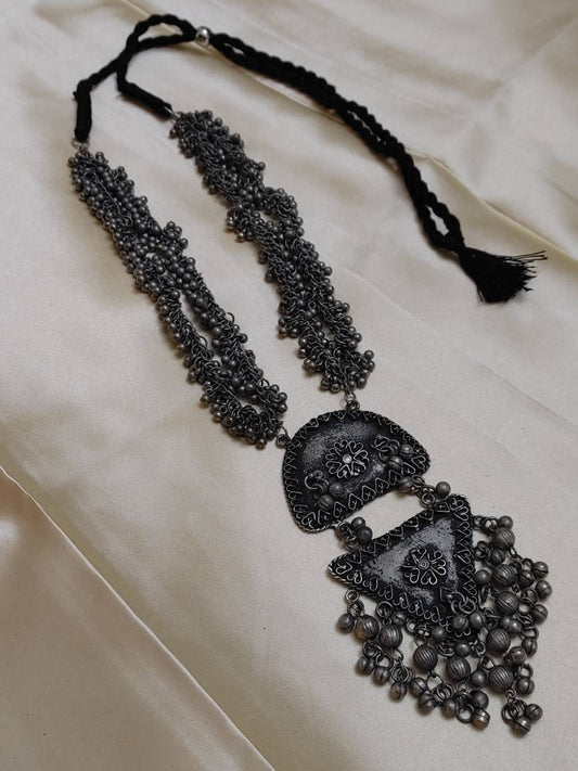Oxidized Long necklace, High quality heavy necklace, black polish,German Silver,handmade ,Afghani,tribal boho necklace
