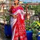 Silk Batik Saree, Hand Wax, Vegetable Died, beautiful color contrast, Running blouse piece. Saree will be exactly like the picture