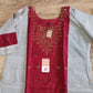 Oversize Handloom Dhakai Jamdani Cotton 3 piece, Maroon-Light Gray Color with Golden Zari, Comfortable Summer Wear, Kamij-Dupatta-Salwar