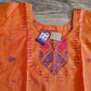 Oversize Handloom Dhakai Jamdani Cotton 3 piece, Orange Color with Golden Zari, Comfortable Summer Wear, Kamij-Dupatta-Salwar