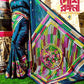 Extraordinary Hand Stiched Kantha Saree, Crystal Teal Color Bangalore Silk with Multi Kantha Works, running blouse, Elegant,Classy Saree