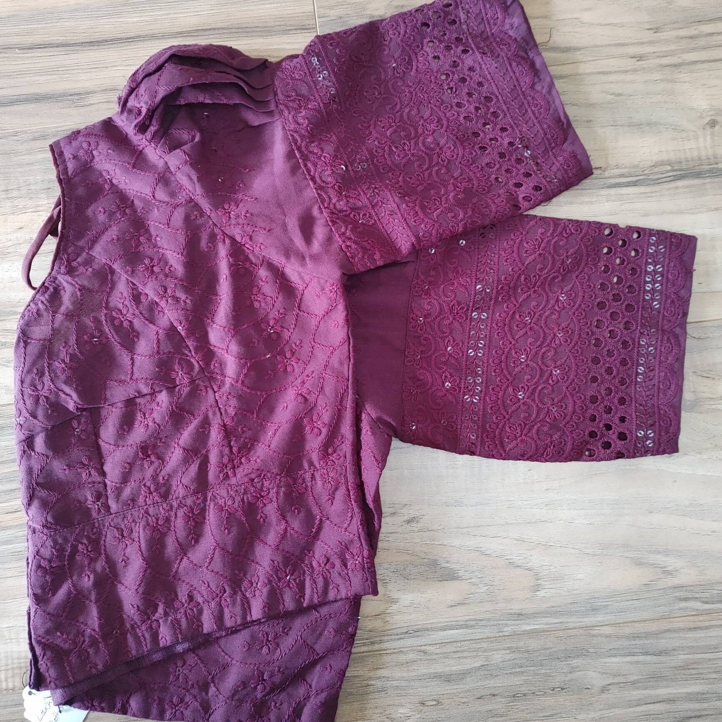 Readymade Lakhnaw Cotton Blouse, Plum Color Readymade Designer Blouse, Embroidered, Comfortable, goes with any contrast saree of your closet