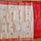 White Red Dhakai Jamdani Saree - Handloom 80 Count