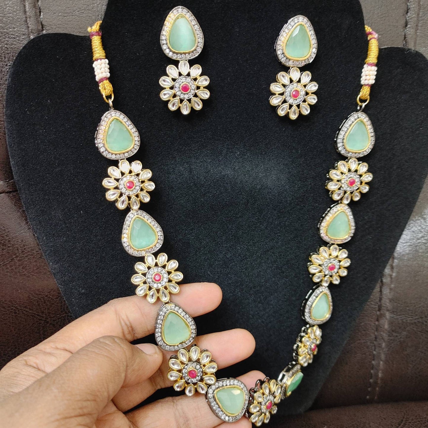 Kundan Necklace Set, Indian Wedding Necklace set, AD stone, Crystal, Designer Antique Fashion Jewelry with, Traditional Wedding Jewellery