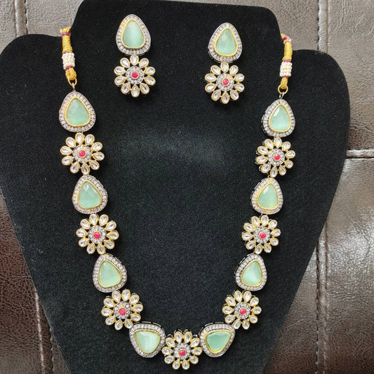 Kundan Necklace Set, Indian Wedding Necklace set, AD stone, Crystal, Designer Antique Fashion Jewelry with, Traditional Wedding Jewellery