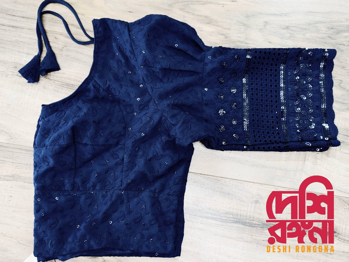 Readymade Lakhnow Cotton Blouse, Navy Blue Ready Designer Blouse, Embroidered Size 34 to 48, Comfortable, goes with any saree of your closet
