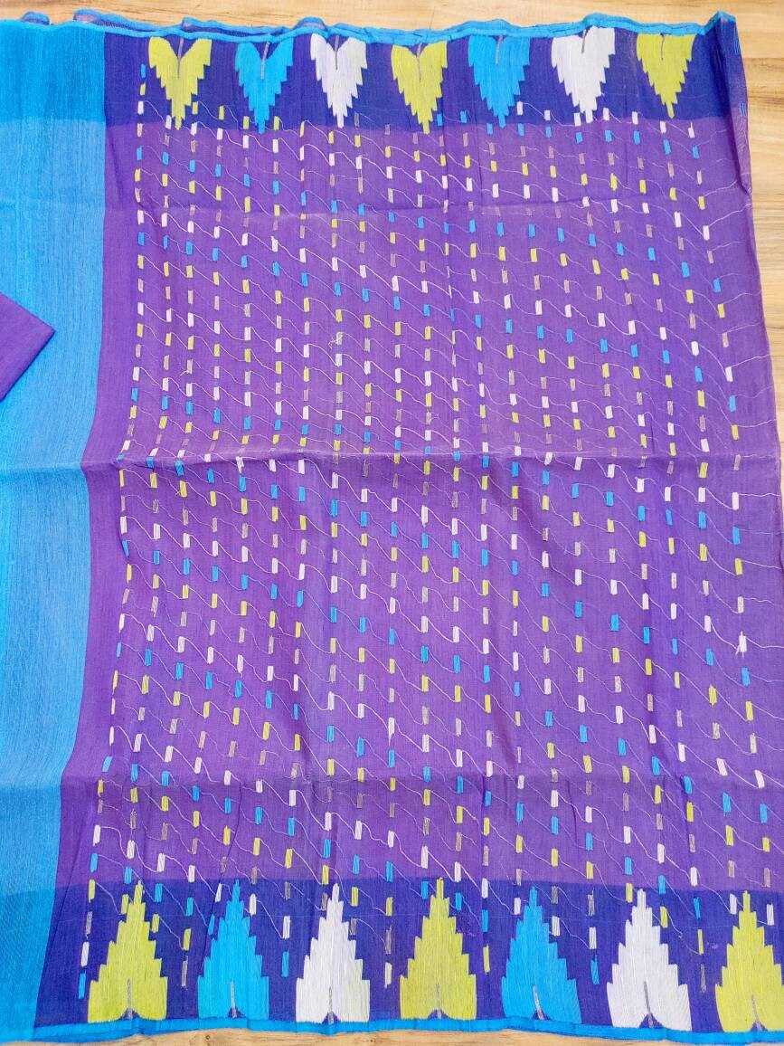 Original Dhakai Jamdani, Lavender Dhakai Jamdani Saree, Made in Bangladesh,Halfsilk, Handloom 40 count, Traditional, Elegant, Classy Saree