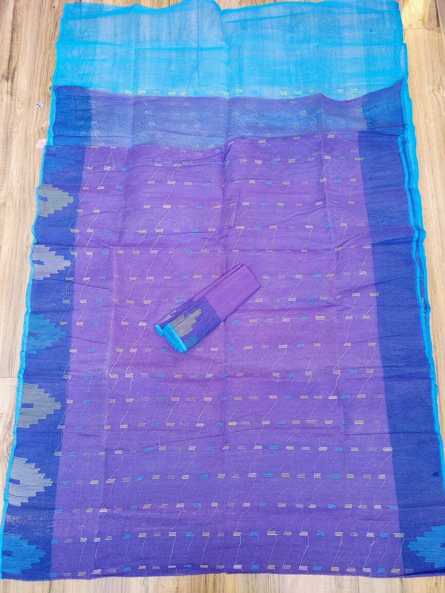 Original Dhakai Jamdani, Lavender Dhakai Jamdani Saree, Made in Bangladesh,Halfsilk, Handloom 40 count, Traditional, Elegant, Classy Saree