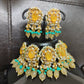 Kundan Yellow Choker Set, Indian Wedding Necklace set, AD stone, Natural Stone, Crystal, Designer Fashion Jewelry, Traditional Jewellery
