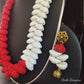 Beautiful Shell Necklace Set, Red white Jewelry, Hand Crafted, Immaculate 100% Natural Snail Shell, Jute ball Vintage Style Handmade Jewelry