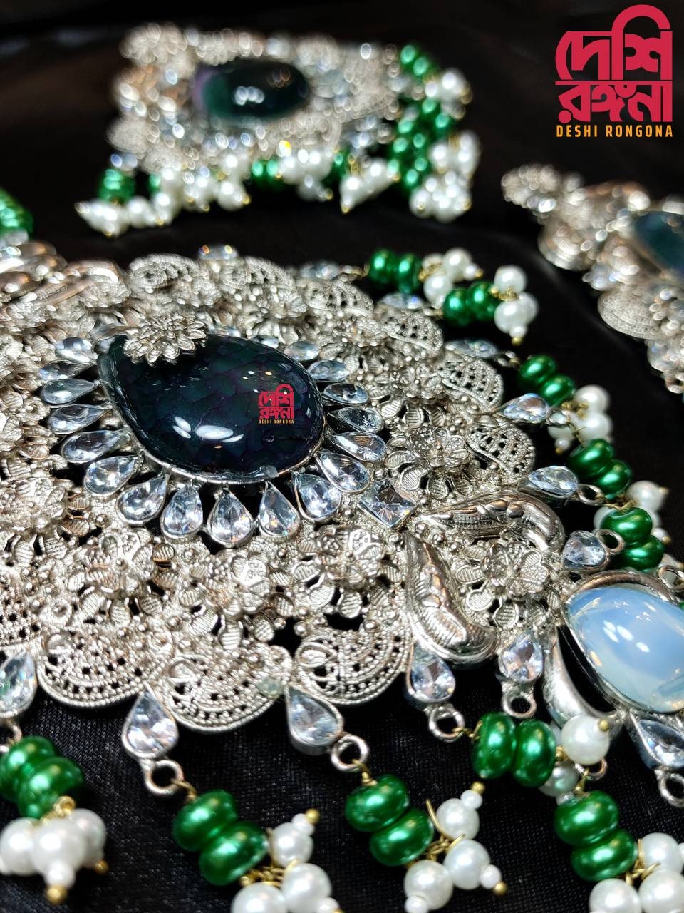 Exclusive Bridal Necklace Set, Designer Wedding Jewelry, Antique Silver Plated, Premium Quality,Indian,Pakistani, Sabyasachi Bollywood Style
