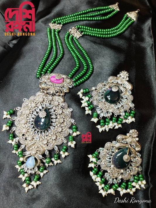 Exclusive Bridal Necklace Set, Designer Wedding Jewelry, Antique Silver Plated, Premium Quality,Indian,Pakistani, Sabyasachi Bollywood Style