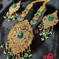 Extraordinary Bridal Necklace Set, 22K Gold Plated, Emerald/Agate, Designer Wedding Jewelry, Indian, Pakistani, Sabyasachi Bollywood Style
