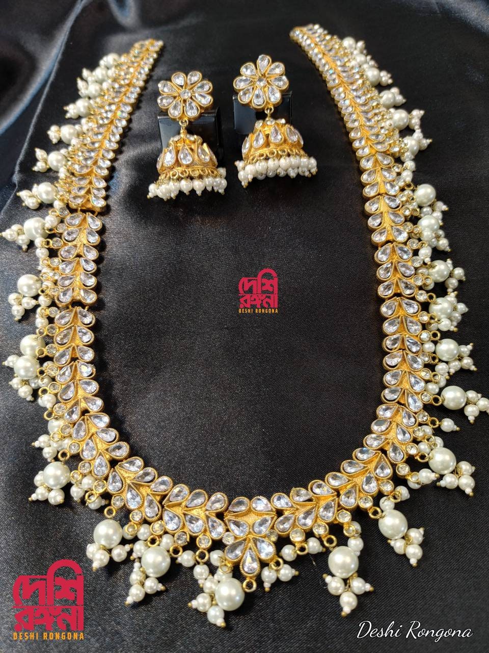 Extraordinary Bridal Necklace Set, 22K Gold Plated, Cubic Zircon, Designer Wedding Jewelry, Indian, Pakistani, Sabyasachi Bollywood Style