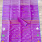 Original Dhakai Jamdani Purple Saree, Made in Bangladesh, Handwove Halfsilk, with blouse piece, beautiful White/Green/Yellow Flower work