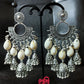 Oxidized Jhumka With Shell/Cowry Earrings, White Palace Banquet Retro Dangle Earrings, Gorgeous Jewelry