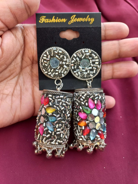 Oxidized Jhumka Earrings, Oversized, Metal Build, light weight, Dangle Earrings, Gorgeous Jewelry that goes well with Handmade clothing
