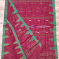 Sylheti Original Monipuri Handwoven Soft Cotton Saree, Maroon with Green Woven Border, Bangladeshi, Traditional Saree