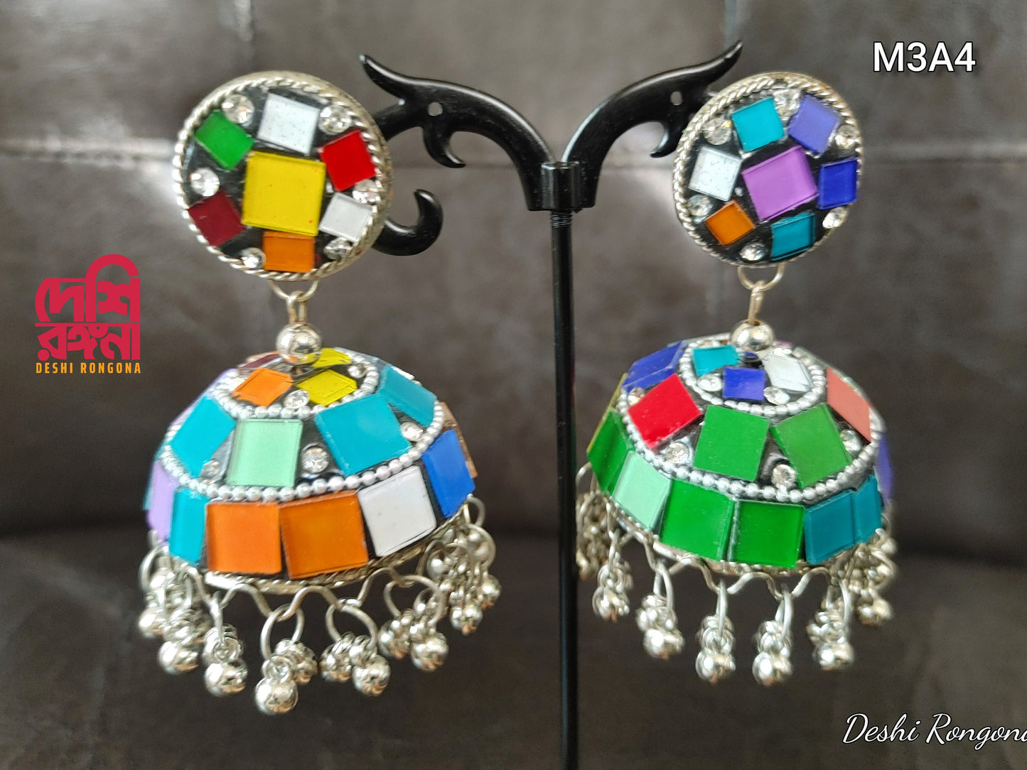 Oxidized Jhumka Earrings, Multi Mirror, Metal Build, light weight, Dangle Earrings, Gorgeous Jewelry that goes well with Handmade clothing