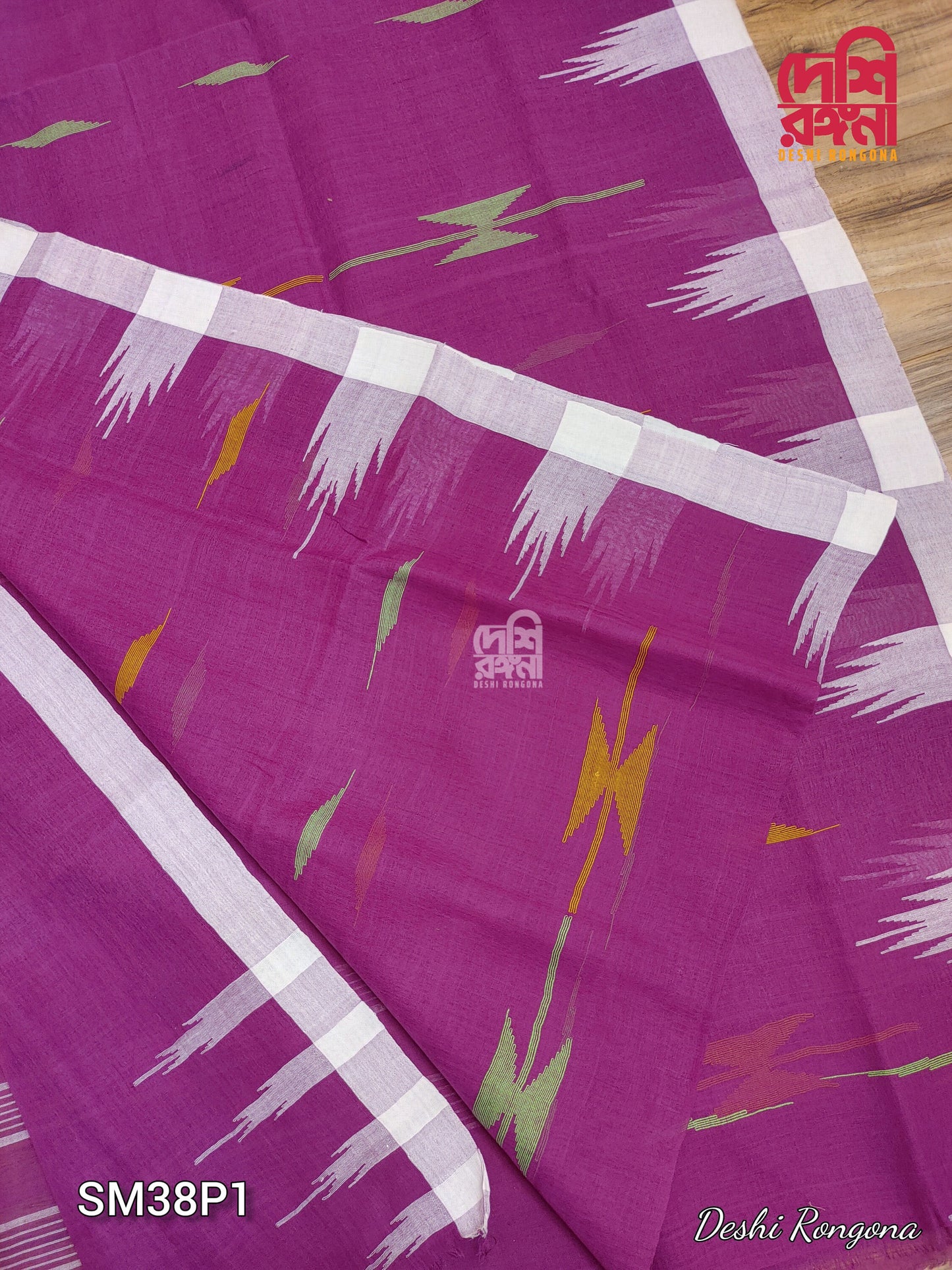 Sylheti Original Monipuri Handwoven Soft Cotton Saree, Purple Pink with White Woven Border, Bangladeshi, Traditional Saree