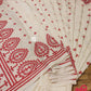 Extraordinary Hand Stiched Kantha Saree, Off White Pure Bangalore Silk, Red Gujrati Works allover, Fall/piko done, Elegant, Classy Saree