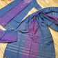 Original Dhakai Jamdani Cotton 3 pieces, Purple- Ocean Blue Contrast Dress, Handwoven,Soft,Comfortable Summer Wear, Handmade in Bangladesh