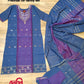 Original Dhakai Jamdani Cotton 3 pieces, Purple- Ocean Blue Contrast Dress, Handwoven,Soft,Comfortable Summer Wear, Handmade in Bangladesh