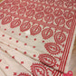 Extraordinary Hand Stiched Kantha Saree, Off White Pure Bangalore Silk, Red Gujrati Works allover, Fall/piko done, Elegant, Classy Saree