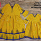 Handwoven Monipuri Kamiz, Mother Daughter matching, Mustard Yellow with Navy blue border Contrast. Pure Cotton Attached Inner, Summer Wear