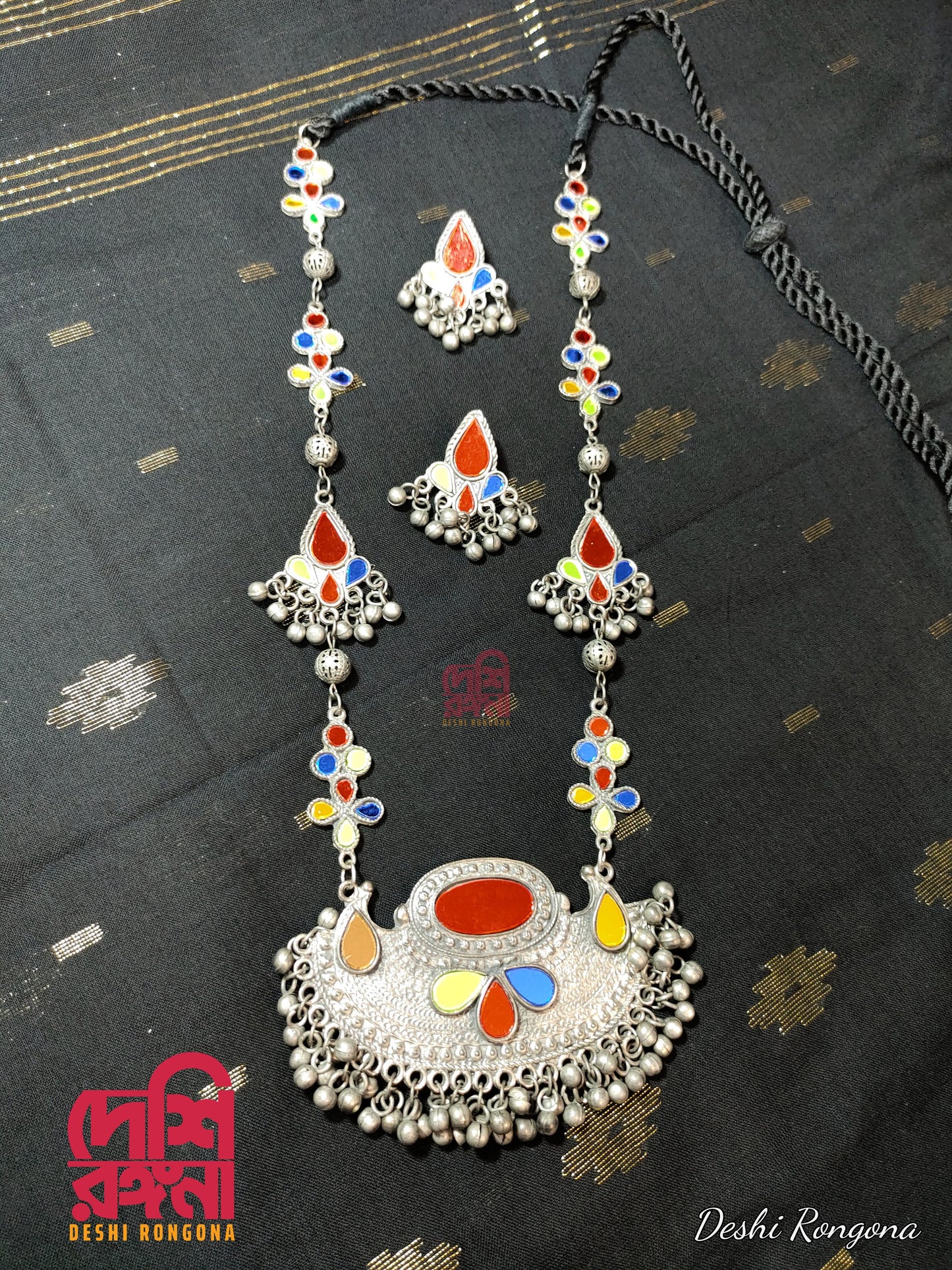 Silver Oxidised Mirror Jewelry, Antique Silver Plated Necklace,Jhumka Earrings,Indian Bollywood Jewelry,Fashion Set, Afgan/Bohemian Jewelry