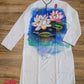 Original Khadi Handpainted Men Punjabi, Size 40 Loose fit, Lotus Pond theme, Handwoven, Comfortable, Elegant, Made in Dhaka, Bangladesh