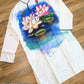 Original Khadi Handpainted Men Punjabi, Size 40 Loose fit, Lotus Pond theme, Handwoven, Comfortable, Elegant, Made in Dhaka, Bangladesh