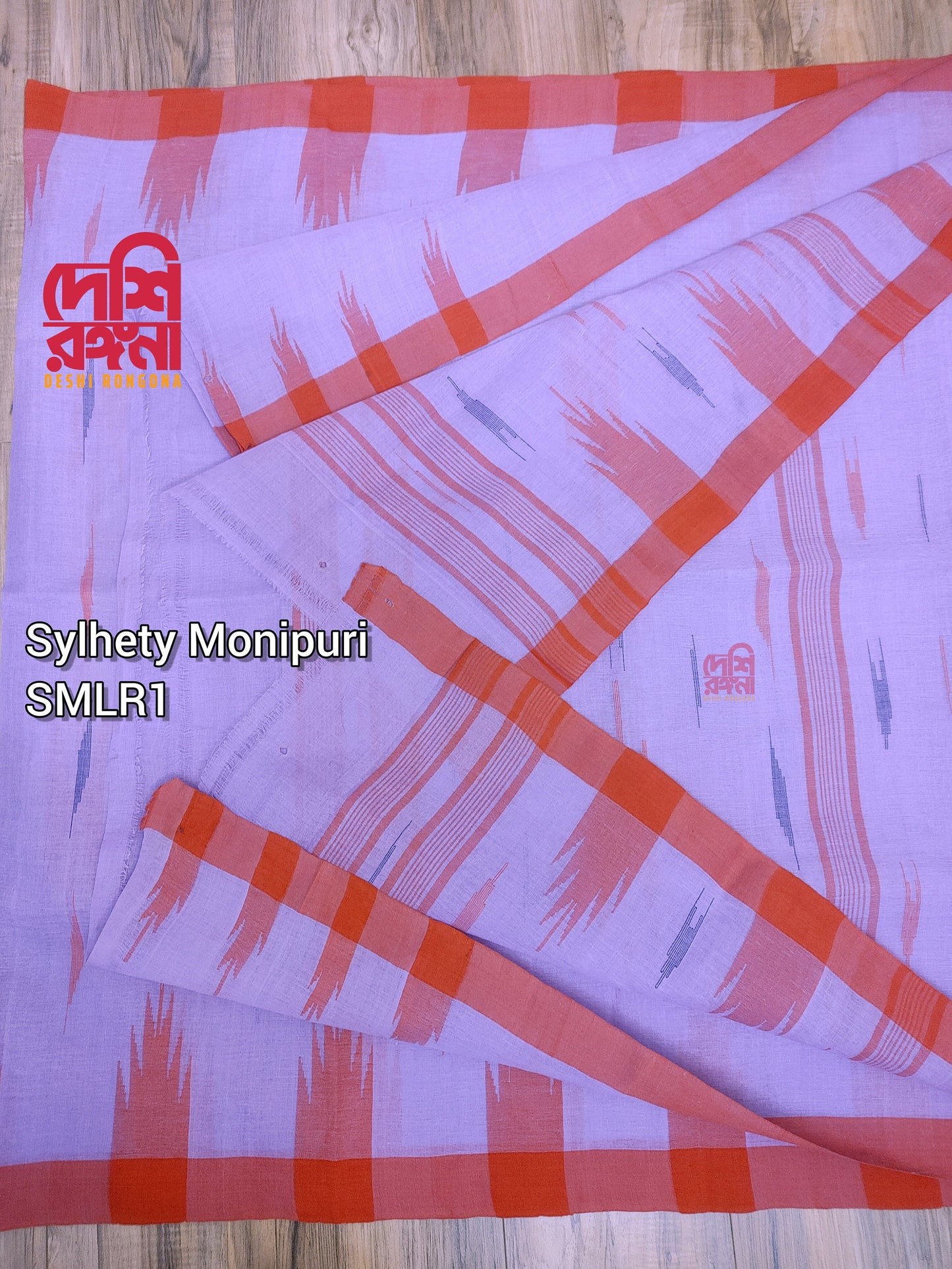 Sylheti Original Monipuri Handwoven Soft Cotton Saree, Beautiful Lavender with Red hand Woven Border,Bangladeshi Tribal Traditional Saree