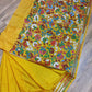 Extraordinary Hand Stiched Kantha Saree, Yellow Bangalore Silk with Multi Kantha Works Allover, Fall Piko Done, Indian Elegant, Classy Saree