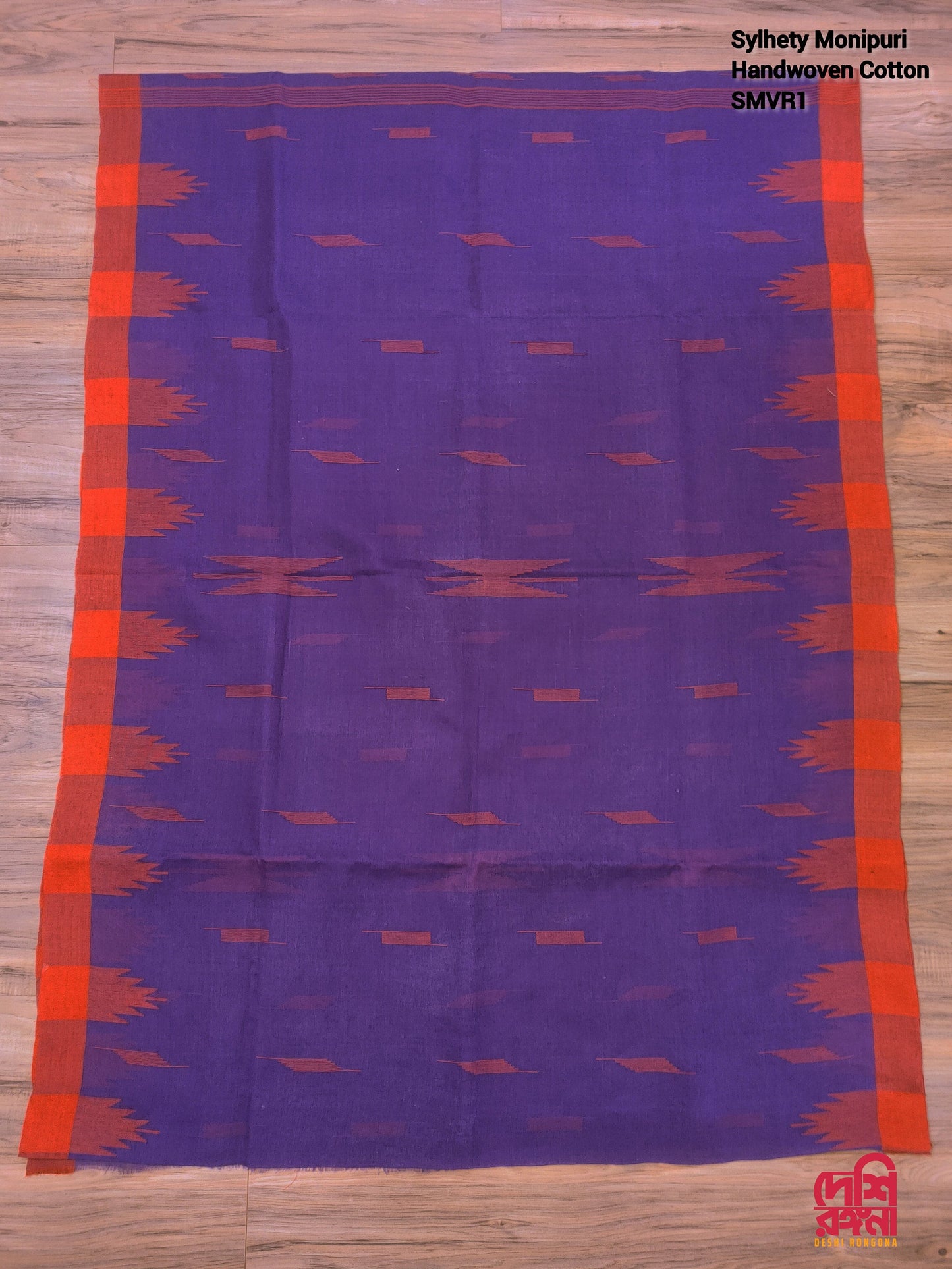 Sylheti Original Monipuri Handwoven Soft Cotton Saree, Purple with Red Hand Woven Border, Bangladeshi, Traditional Saree, Running Blouse pc