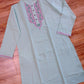 Original Dhakai Jamdani Kids Punjabi, Pure Cotton, Mint Green Color, Handwoven, Comfortable, Elegant, Made in Dhaka,Bangladesh